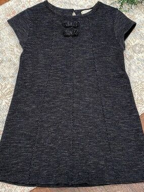 ZARA Black Tweed Shift Dress with Decorative Bows
